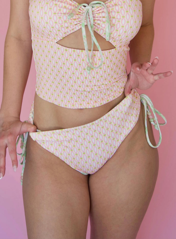 Tequila Swim Audrey reversible bikini set in Palm Oasis print, front close-up view