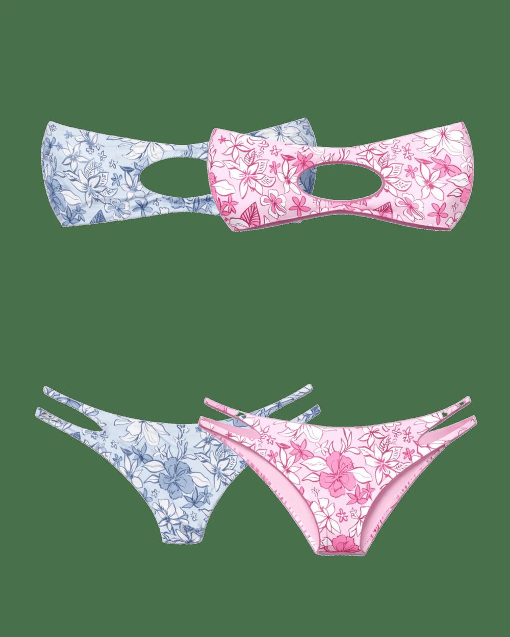 Tequila Swim Jenna Bikini Set in reversible Midnight Mai Tai/Pink Mai Tai – women's swimwear, close-up