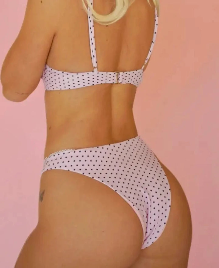Tequila Swim Lucy Cheeky Bottom in Palm polka dot print, back view