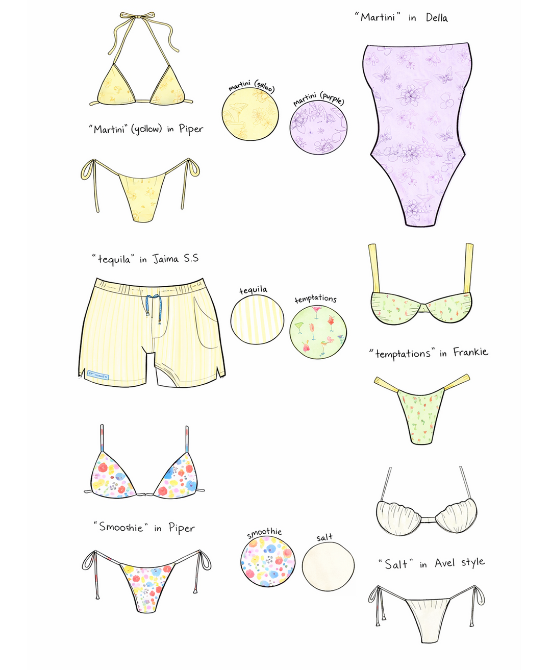 Tequila Swim First Collection swimwear flat lay