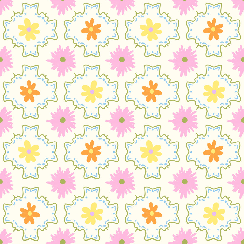 Tequila Swim Amalfi floral print swimwear pattern in pink, yellow, and orange