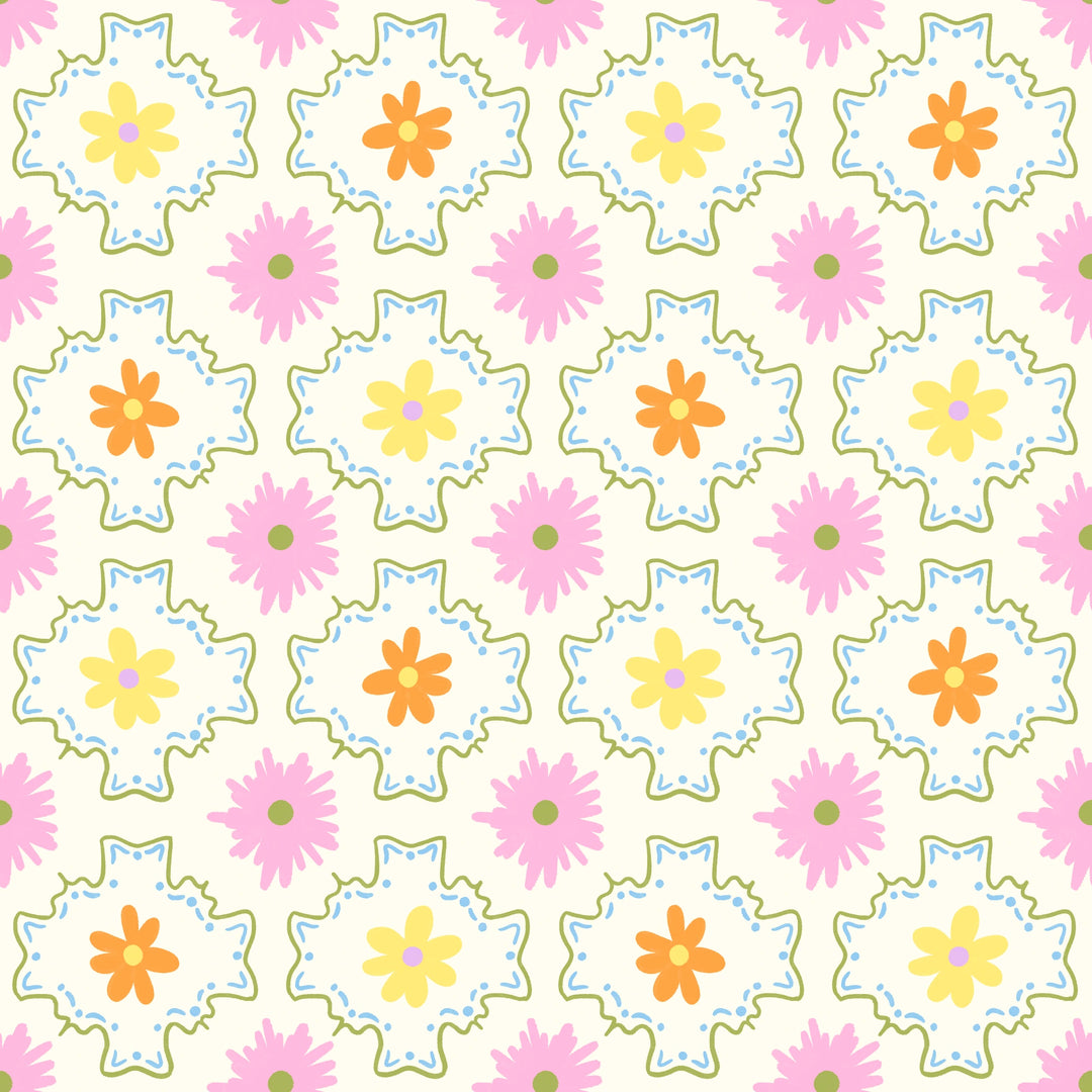 Tequila Swim Amalfi floral print swimwear pattern in pink, yellow, and orange