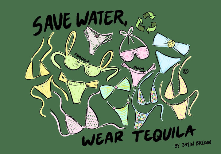 "Save water, wear tequila" T-Shirt - TSH-SAVWATER-OS - Tequila Swim